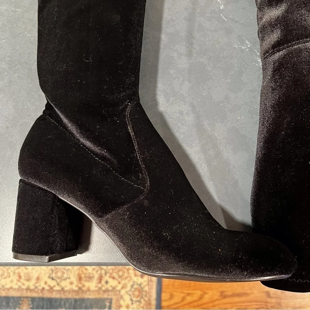 Charles by Charles David sz 6.5 YA black velvet OTK tall heeled boots